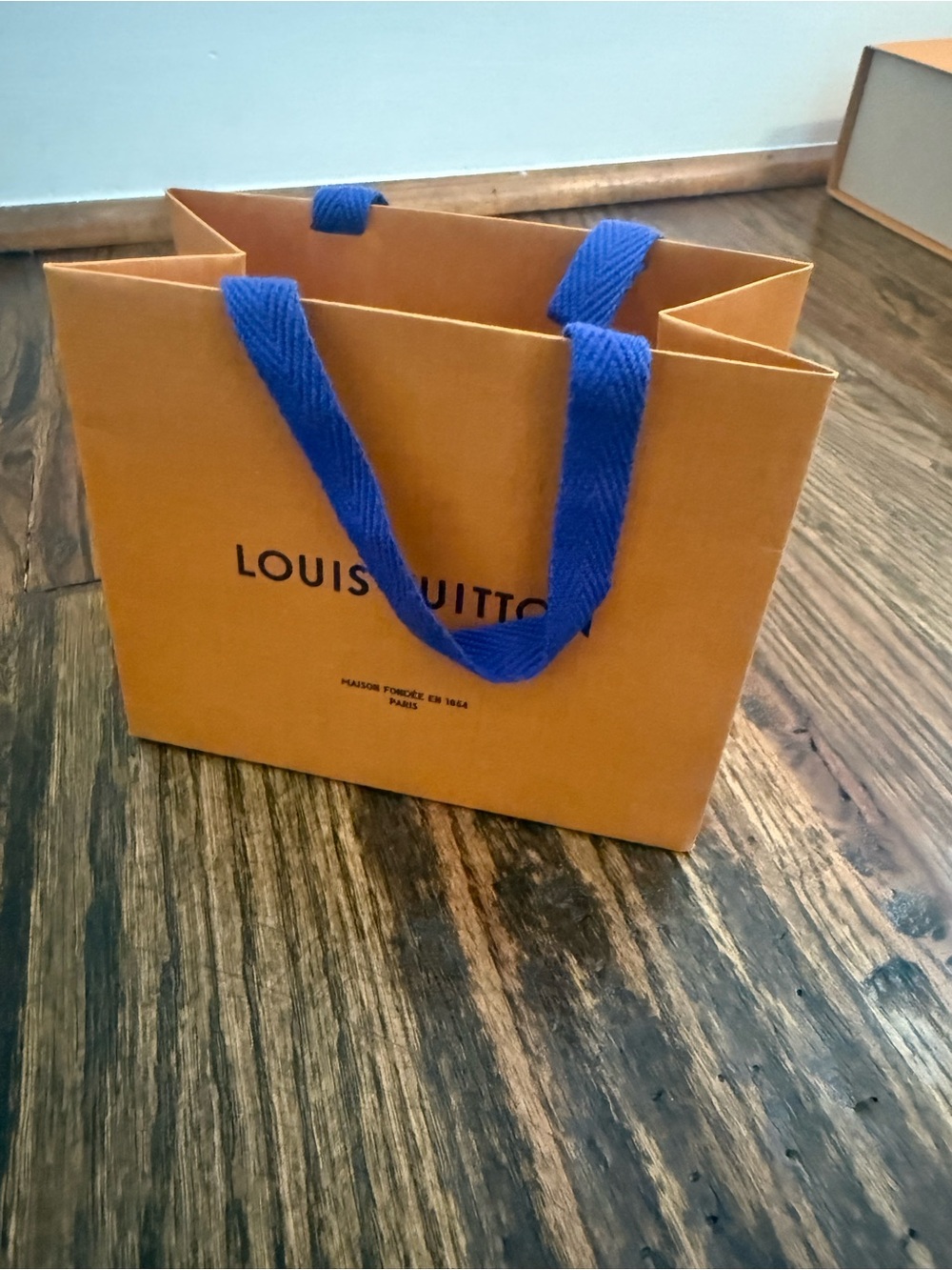 Louis Vuitton Orange Gift Bag with Blue Handles